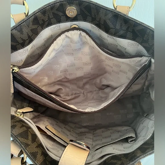 Michael Kors Tote Bag Brown Full Pattern 35t4gttt2b - Picture 5 of 8